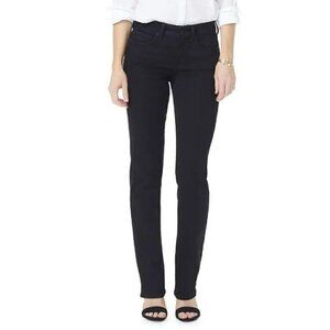NYDJ Marilyn Straight-Leg Jeans, Black Denim, Size 6